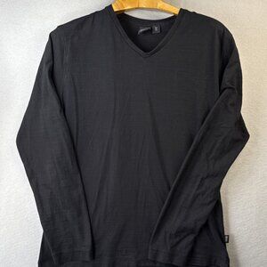 Hugo Boss Long Sleeve T-shirt Mens Size XL Regular Fit Black Ribbed Panel V-neck